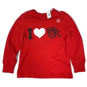 Old Navy Long Sleeve Top Red I Love Presents Sz 4T